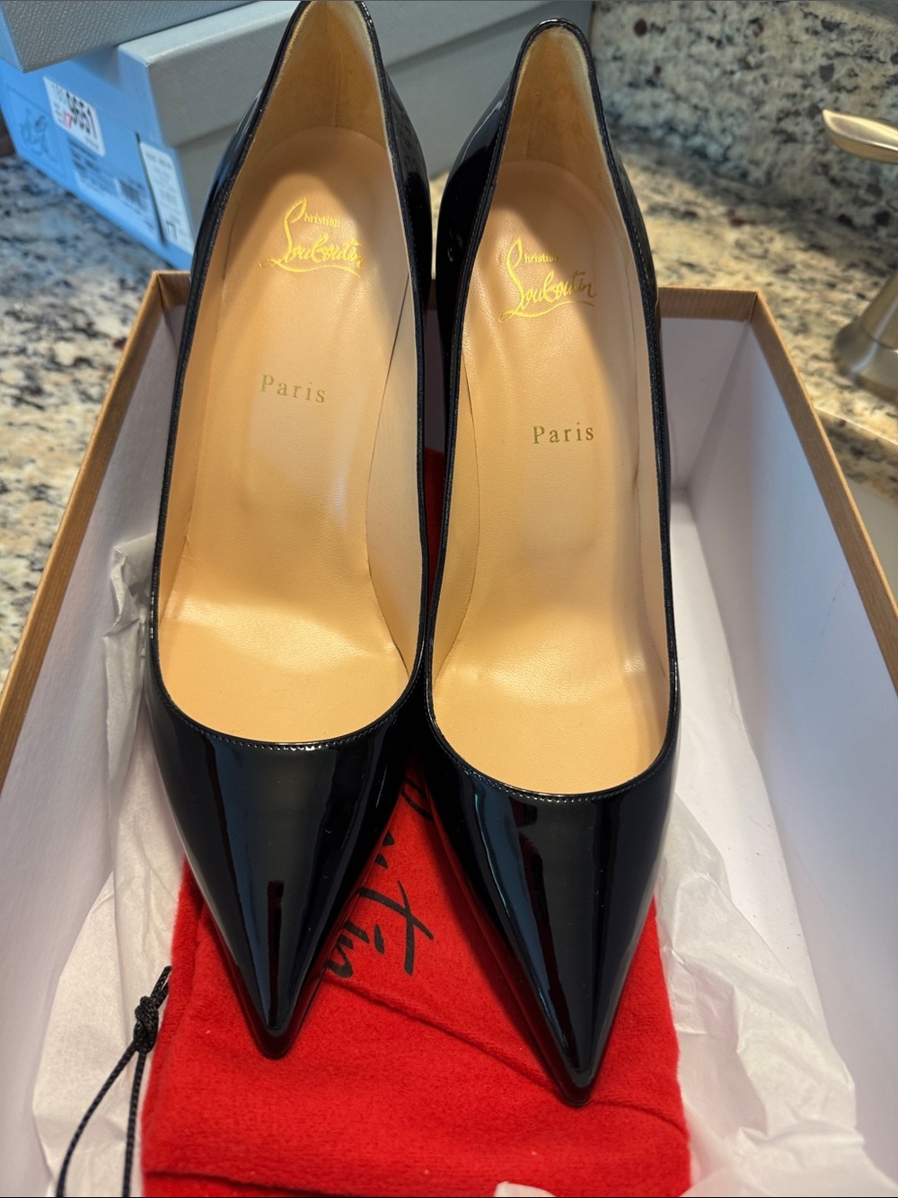 Christian Louboutin Black Patent Pointed Toe Pumps New in Box
